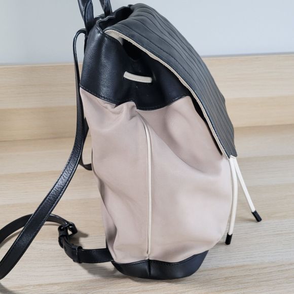 Rag & Bone Pilot Two Tone Backpack Leather Fawn Black Colorblock Purse Suede - Picture 2 of 16